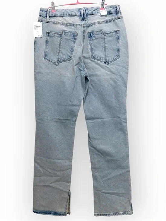 Good American Distressed Straight Jeans Size 12/31 NWT Light Wash Raw Hem - Picture 2 of 6